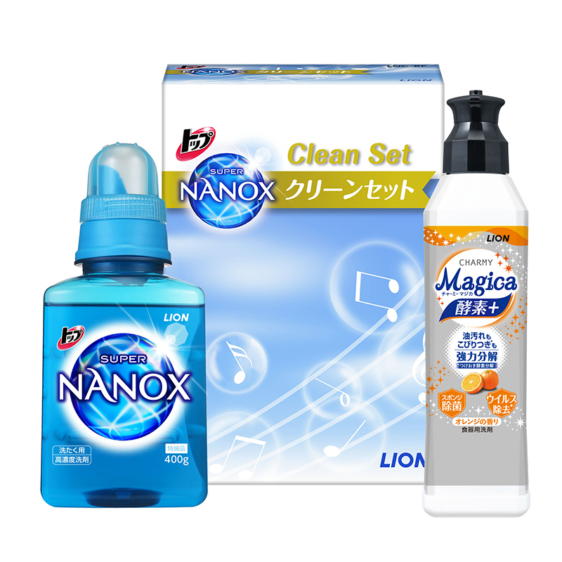 トップスーパーNANOX（400g ）と、台所用洗剤チャーミーマジカ酵素＋フルーティオレンジの香り（220ml ）のセット