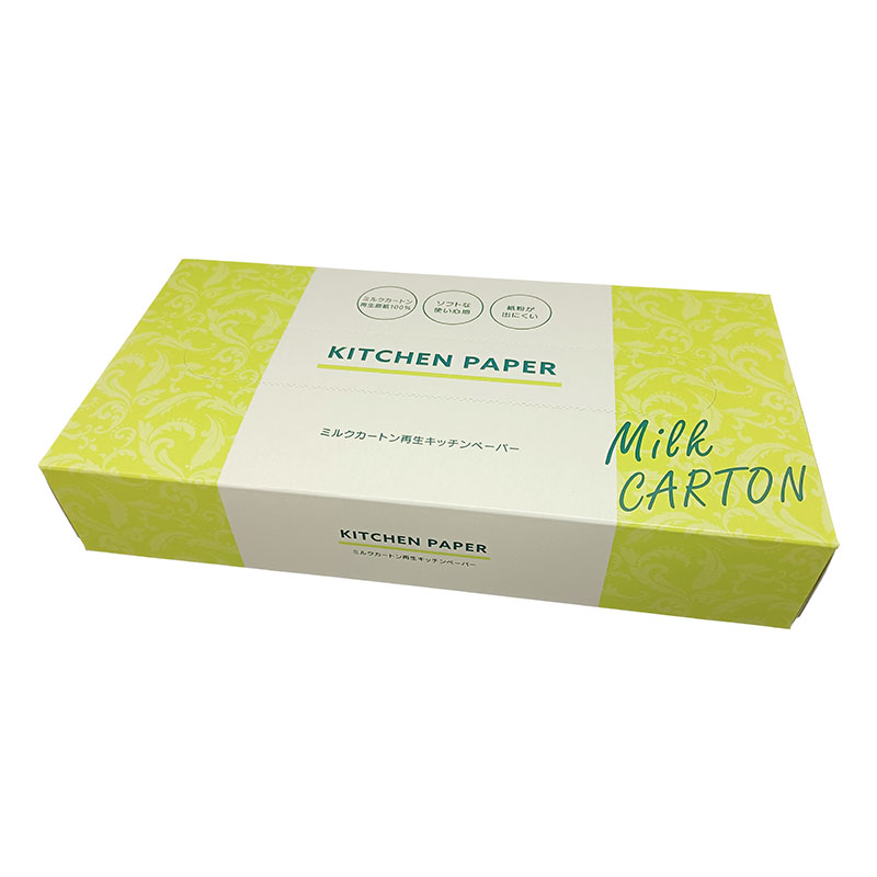 牛乳パック再生原紙100％のエコキッチンペーパーです