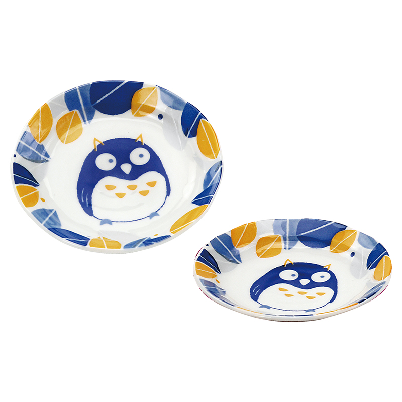 フクロウのキュートな小皿２枚セット