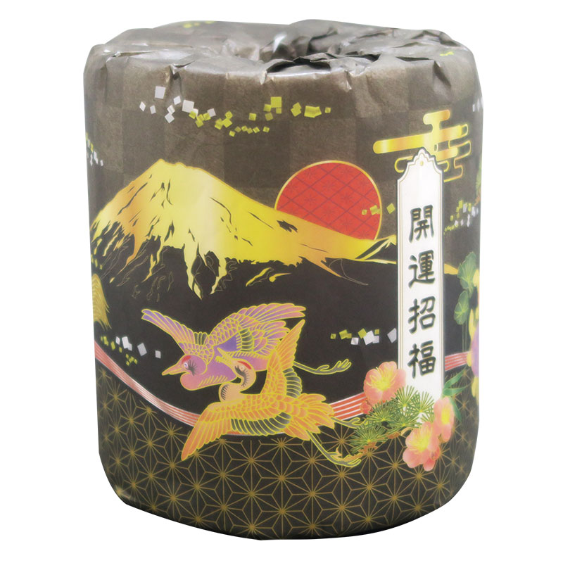 縁起の良い、富士山、鶴、亀、松竹梅、菊、水引、麻の葉をデザイン